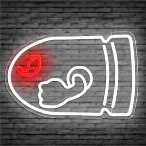 Super Mario Bros Bullet Bill LED Neon Light Retro NES Game Sign Room Nintendo